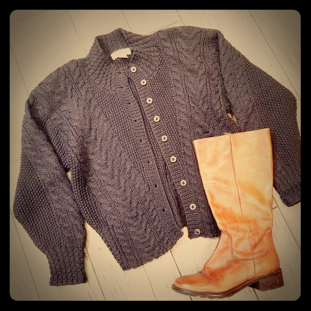 Garnet Hill vtg 80's/90's cardigan sweater gray
